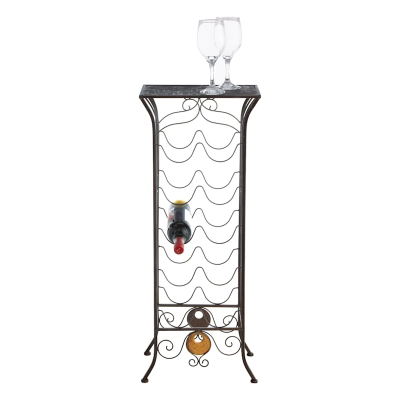 10-Bottle Wine Rack, Black 4 10-Bottle Wine Rack, Black - Image 2