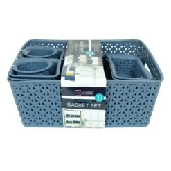 10-Piece Y-Weave Storage Basket Set, Navy Blue