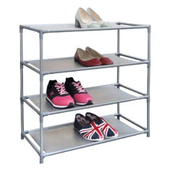12-Pair Nonwoven Standing Shoe Rack, Grey