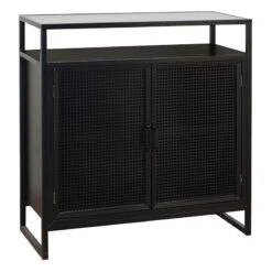 2-Drawer Black Metal Display Cabinet, 32x34