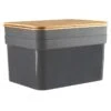 2-Pack Black 15L Storage Bin With Bamboo Lid, Large