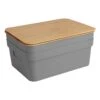 2-Pack Grey 8.5L Storage Bin With Bamboo Lid, Medium
