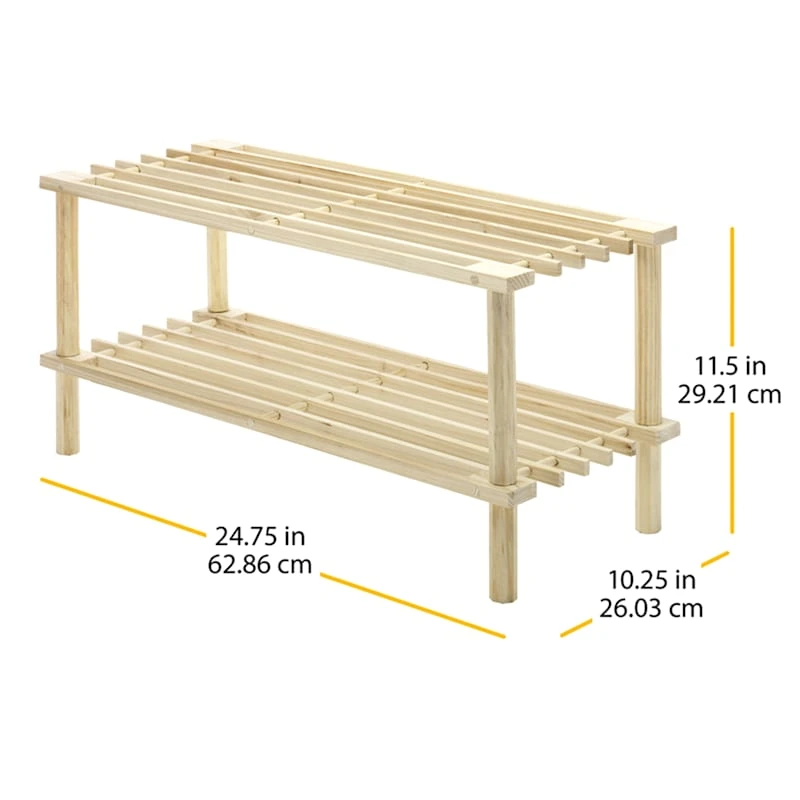 2-Tier Natural Wooden Shoe Rack 4 2-Tier Natural Wooden Shoe Rack - Image 2