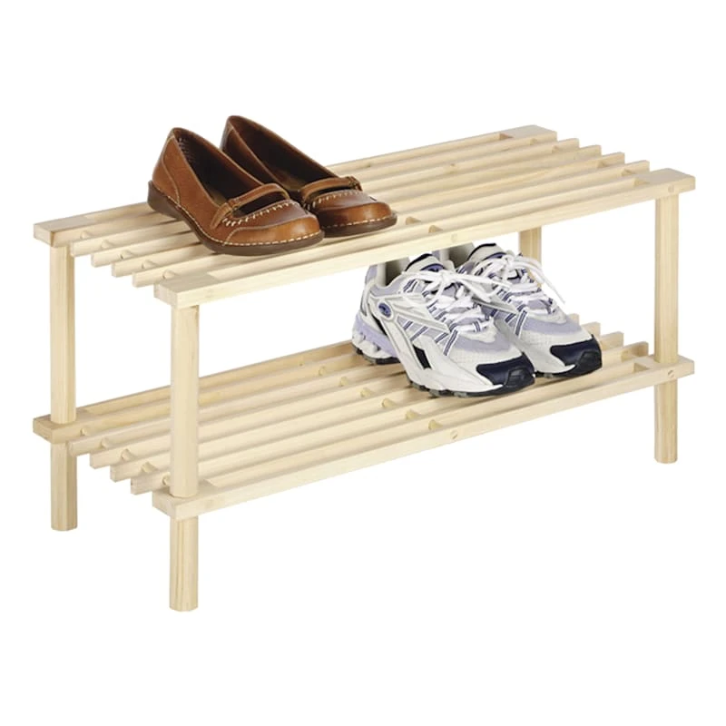 2-Tier Natural Wooden Shoe Rack 3 2-Tier Natural Wooden Shoe Rack