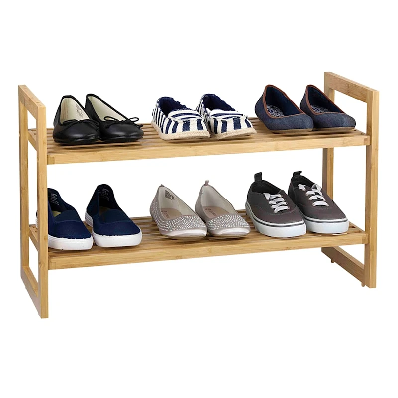 2-Tier Standing Bamboo Wood Shoe Rack 3 2-Tier Standing Bamboo Wood Shoe Rack