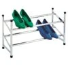 2-Tier Standing Shoe Rack, Chrome -Furniture Series Store 2 tier standing shoe rack chrome