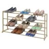 20-Pair Standing Shoe Rack, Gold -Furniture Series Store 20 pair standing shoe rack gold