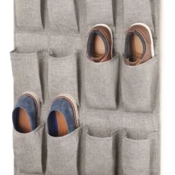 24-Pocket Over The Door Shoe Bag, Black Herringbone -Furniture Series Store 24 pocket over the door shoe bag black herringbone 2