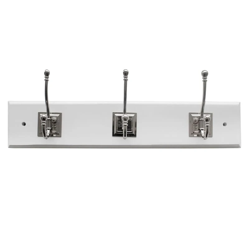3-Hook Square Wall Hanger, White 3 3-Hook Square Wall Hanger, White