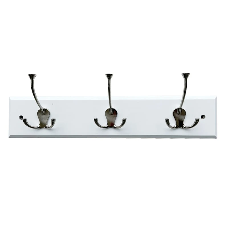 3-Hook Triple Wall Hanger, White 3 3-Hook Triple Wall Hanger, White