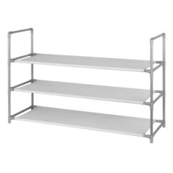 3-Tier Grey Fabric Standing Shoe Rack