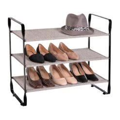 3-Tier Heavy Duty Shoe Rack, Grey 9 3-Tier Heavy Duty Shoe Rack, Grey -Furniture Series Store 3 tier heavy duty shoe rack grey 1