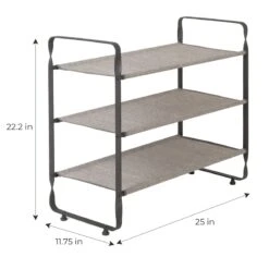 3-Tier Heavy Duty Shoe Rack, Grey 12 3-Tier Heavy Duty Shoe Rack, Grey -Furniture Series Store 3 tier heavy duty shoe rack grey 4
