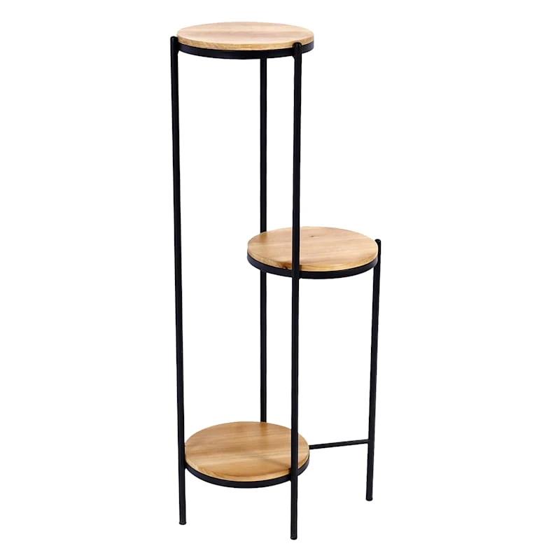31.7in 3 Tier Wood Metal Stand 3 31.7in 3 Tier Wood Metal Stand