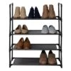 4-Tier & 12-Pair Shoe Rack, Grey -Furniture Series Store 4 tier 12 pair shoe rack grey
