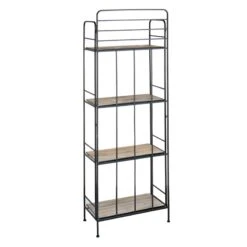 4-Tier Black Metal Baker Rack With Folding Wood Top Shelves -Furniture Series Store 4 tier black metal baker rack with folding wood top shelves 2