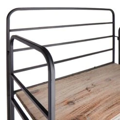 4-Tier Black Metal Baker Rack With Folding Wood Top Shelves -Furniture Series Store 4 tier black metal baker rack with folding wood top shelves 3