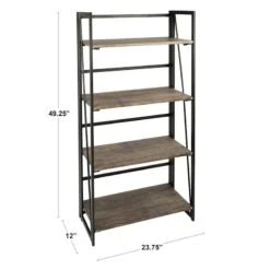 4-Tier Dakota Black & Brown Industrial Modern Bookshelf, 49" -Furniture Series Store 4 tier dakota black brown industrial modern bookshelf 49 8