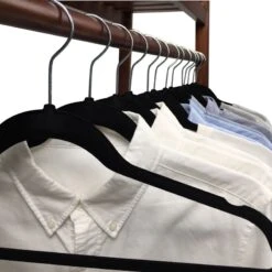 50-Pack Velvet Suit Hangers, Black -Furniture Series Store 50 pack velvet suit hangers black 4