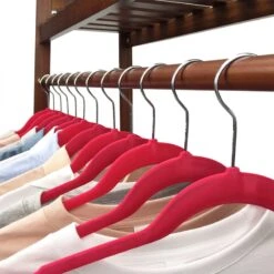50-Pack Velvet Suit Hangers, Raspberry Red -Furniture Series Store 50 pack velvet suit hangers raspberry red 3