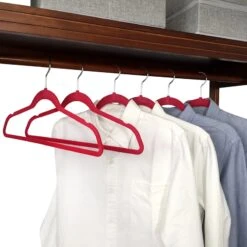 50-Pack Velvet Suit Hangers, Raspberry Red -Furniture Series Store 50 pack velvet suit hangers raspberry red 4