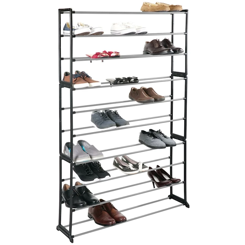 50-Pair Standing Shoe Rack, Black 3 50-Pair Standing Shoe Rack, Black