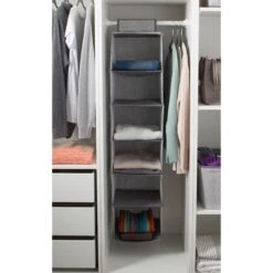 6-Shelf Hanging Sweater Organizer, Grey