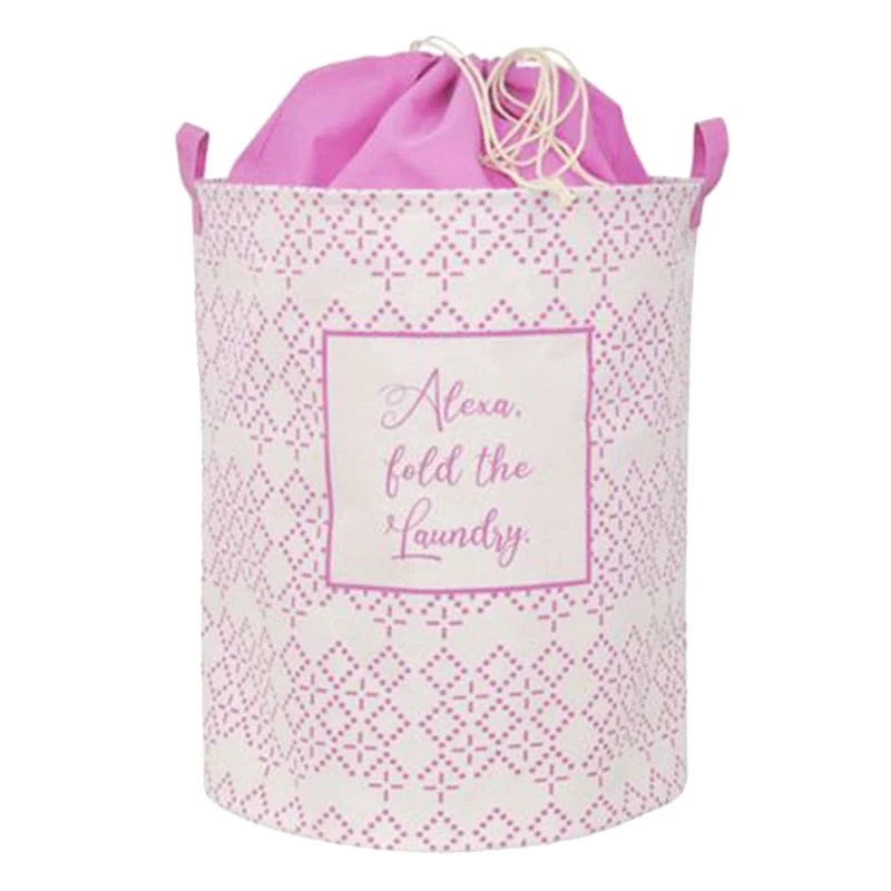 Alexa Fold The Laundry Collapsible Laundry Hamper With Drawstring Liner, Pink 3 Alexa Fold The Laundry Collapsible Laundry Hamper With Drawstring Liner, Pink