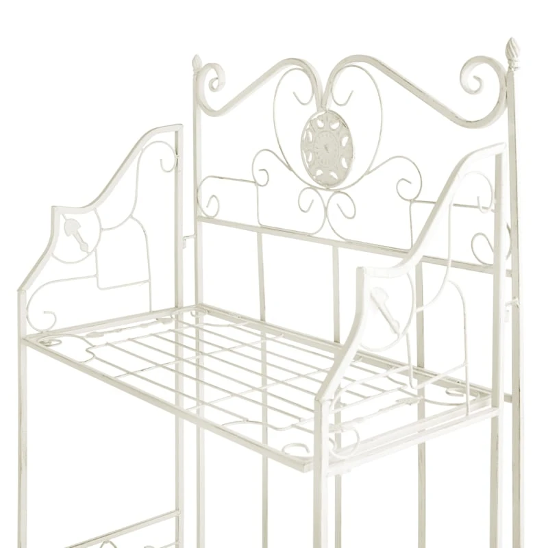 Antique White Metal Baker's Rack With Folding Shelves, 51" 6 Antique White Metal Baker's Rack With Folding Shelves, 51" - Image 4