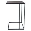 Black Metal C-Table With Dark Wooden Top -Furniture Series Store black metal c table with dark wooden top