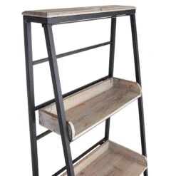 Black Metal Folding Rack With Wood Tray Layer -Furniture Series Store black metal folding rack with wood tray layer 4