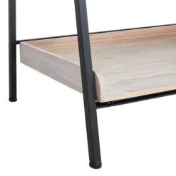 Black Metal Folding Rack With Wood Tray Shelves -Furniture Series Store black metal folding rack with wood tray shelves 4