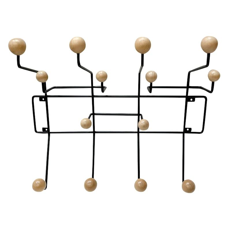 Black Metal With Natural Wooden Wall Hooks 3 Black Metal With Natural Wooden Wall Hooks