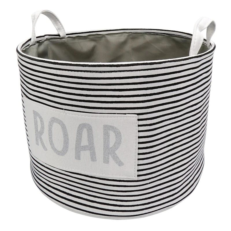 Black Roar Striped Round Storage Bin, Small 3 Black Roar Striped Round Storage Bin, Small