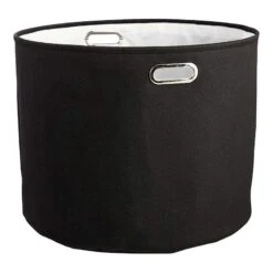 Black Round Fabric Storage Basket, Large