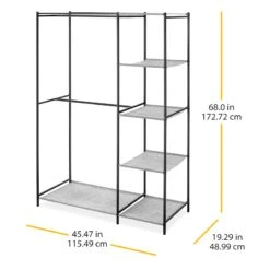 Black Steel Double Rod Closet, 68x45.5 -Furniture Series Store black steel double rod closet 68x45.5 3