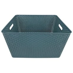 Blue Y-Weave Plastic Storage Basket, Extra Large