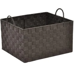 Brown Weave Storage Basket With Handles, Large