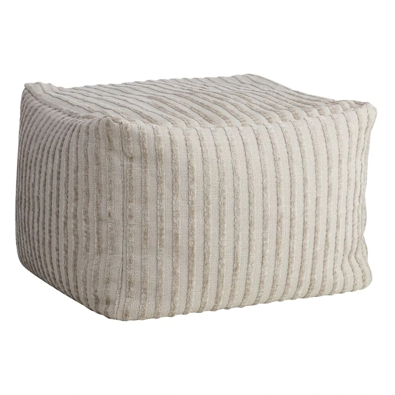 Bubble Dot Striped Pouf, Silver Birch 3 Bubble Dot Striped Pouf, Silver Birch