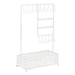 Chevron Wire Jewelry Stand With Mirror Base