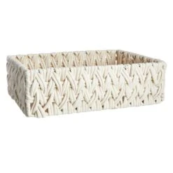 Chunky White Under The Bed Fabric Storage Basket, Large