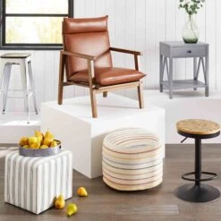 Cottage Thin Striped Ottoman 9 Cottage Thin Striped Ottoman -Furniture Series Store cottage thin striped ottoman 3