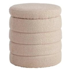 Crosby St Pax Taupe Boucle Storage Ottoman