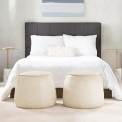 Crosby St Rowan Cream Faux Leather Ottoman -Furniture Series Store crosby st rowan cream faux leather ottoman 6