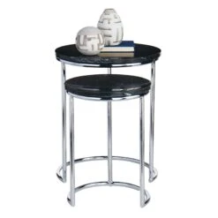 Crosby St Set Of 2 Essex Black Marble Nesting Tables -Furniture Series Store crosby st set of 2 essex black marble nesting tables 2