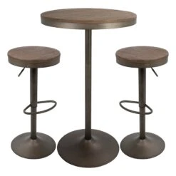 Dakota 3-Piece Antique Bronze Dining Table Set