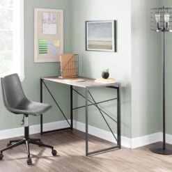 Dakota Black & Brown Industrial Modern Office Desk -Furniture Series Store dakota black brown industrial modern office desk 5