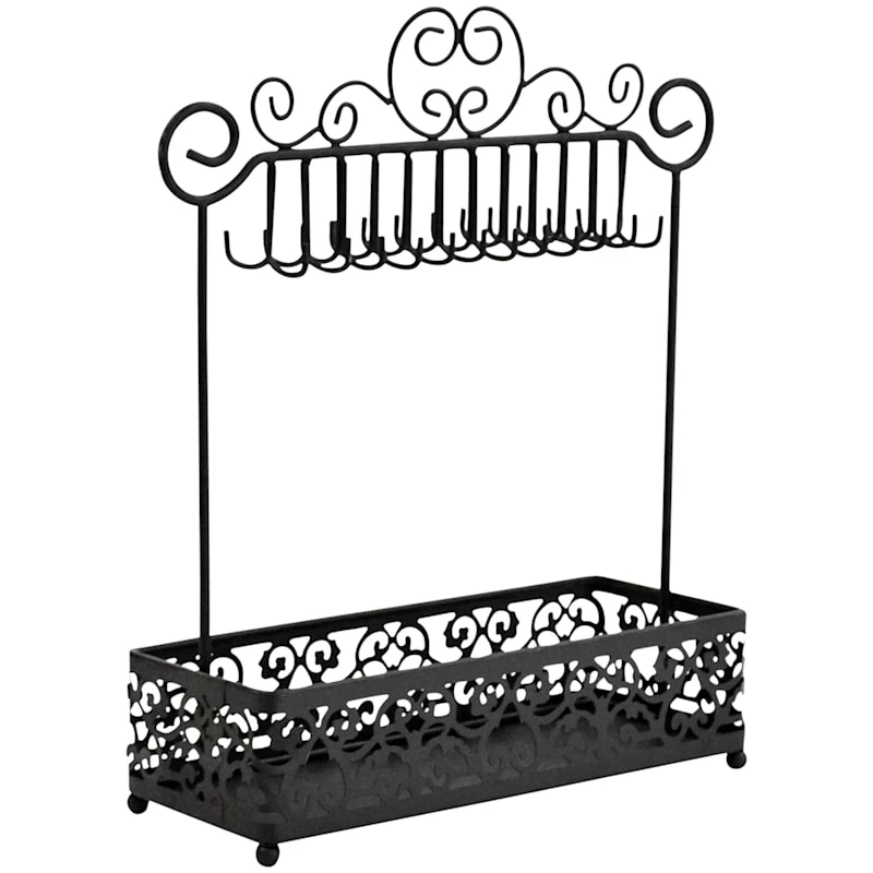 Damask Matte Black Wire Jewelry Stand 3 Damask Matte Black Wire Jewelry Stand
