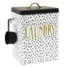 Doreen White & Black Metal Laundry Canister, Medium