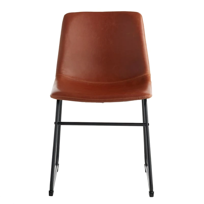 Drake Modern Industrial Faux Leather Dining Chair, Cognac 4 Drake Modern Industrial Faux Leather Dining Chair, Cognac - Image 2